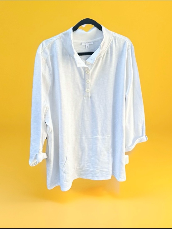 Talbots Sweaters - Talbots White Henley Shirt with Button Placket